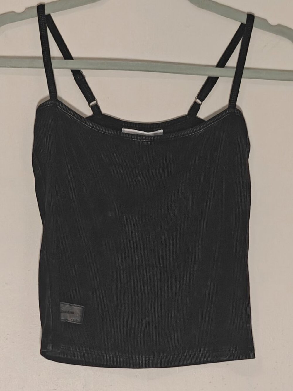 Joah Brown Square Neck Cami in Charcoal Washed Rib - Picture 2 of 5